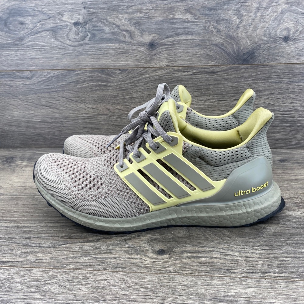 Adidas Ultra Boost 1.0 Men 10 Tan Grey Yellow JR3370 Primeknit Running Shoes